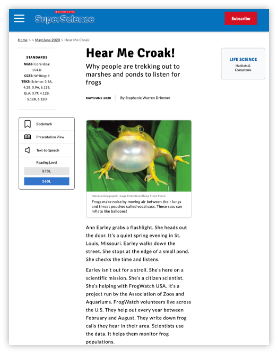 Super Science article about frogs