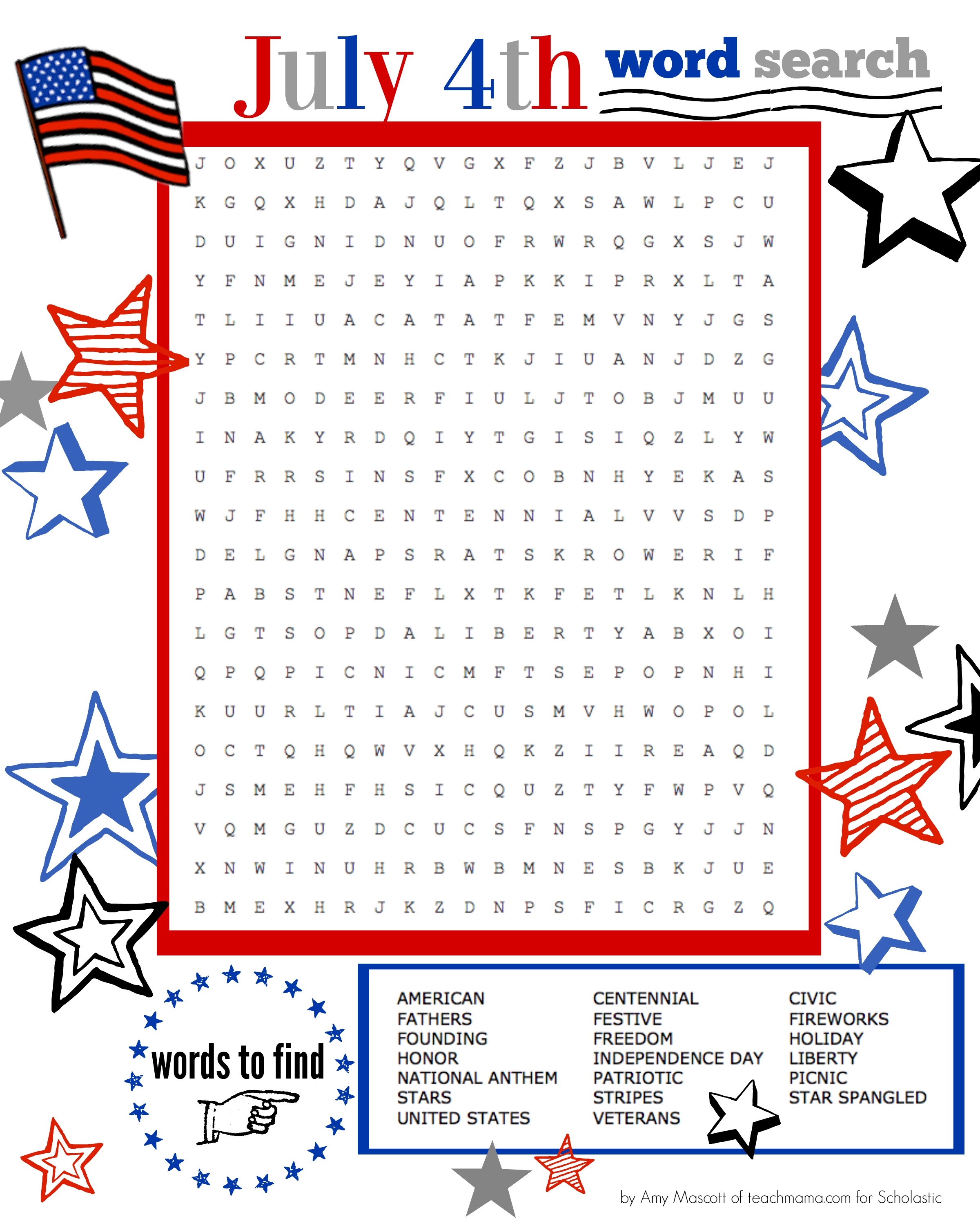 Independence Day Word Search Worksheets Printables Scholastic Parents