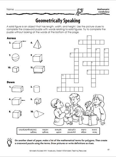 geometrically speaking crossword puzzle scholastic parents