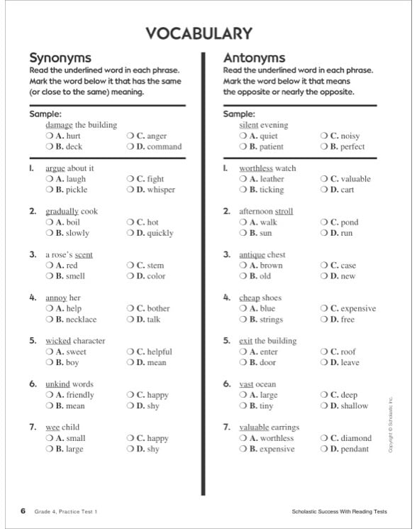 Scholastic Success With Reading Tests: Grade 4 Workbook by