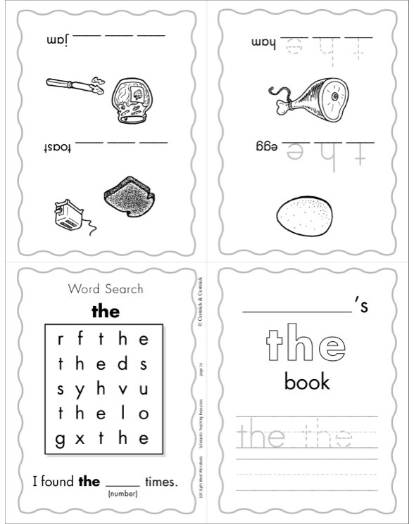 Printable 100 Sight Word Mini Books