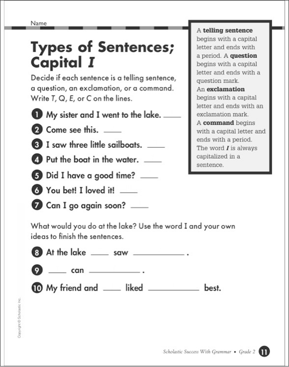 Scholastic Success With Grammar: Grade 2 Workbook by