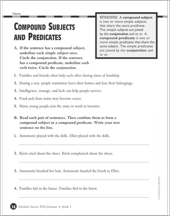 Scholastic Success With Grammar: Grade 5 Workbook by