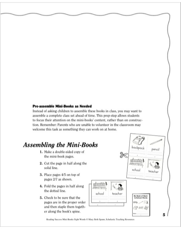 My Book of Back-to-School Words: Sight Word Mini-Book by