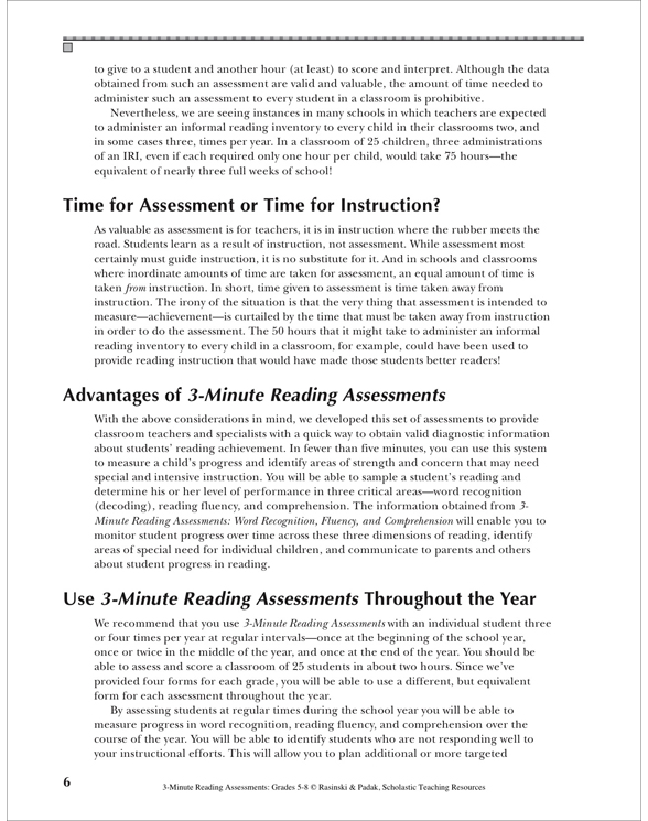 3 minute reading assessments pdf