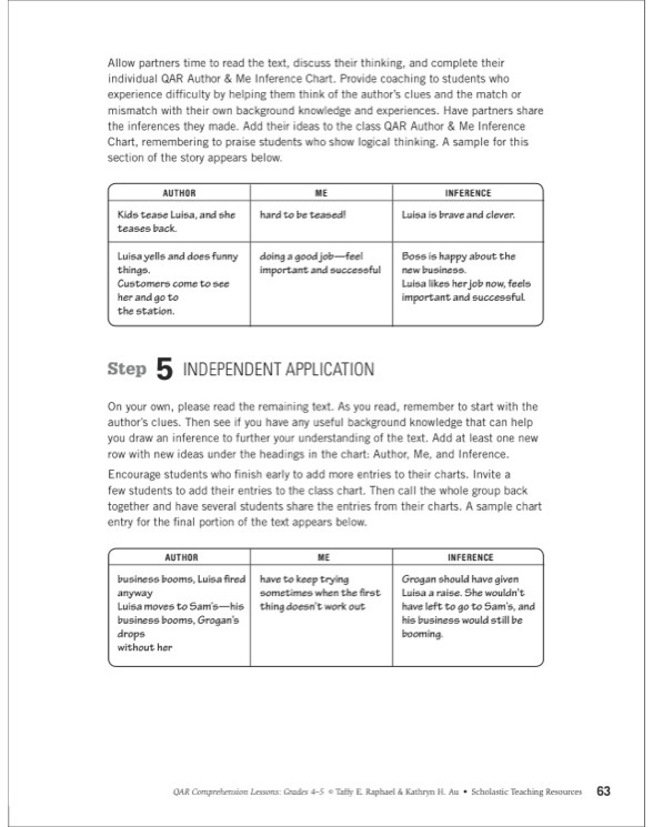 Drawing Inferences With Narrative Text QAR Comprehension Lessons