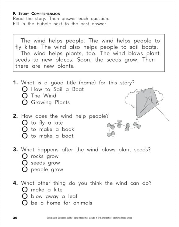 Practice Test 7: Reading Skills (Grade 1) by