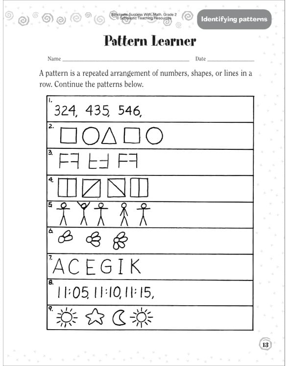 Pattern Learner (Identifying Patterns) Scholastic Success With Math