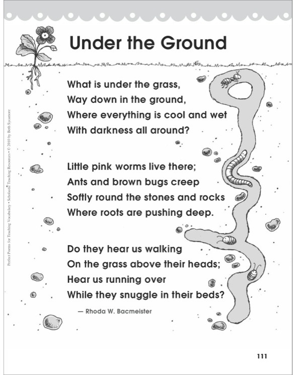 Under The Ground Target Word Snuggle Perfect Poems For Teaching Vocabulary By