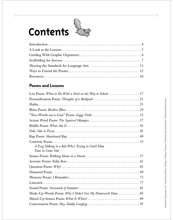 Graphic Organizers for Teaching Poetry Writing by Betsy Franco