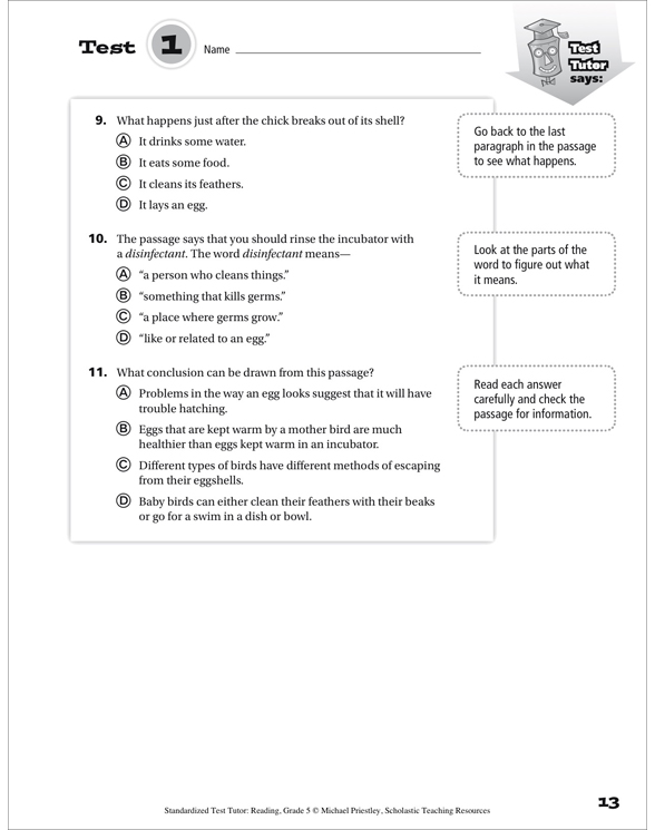 Standardized Test Tutor: Reading: Grade 5 by Michael Priestley