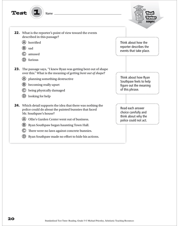 Standardized Test Tutor: Reading: Grade 5 by Michael Priestley