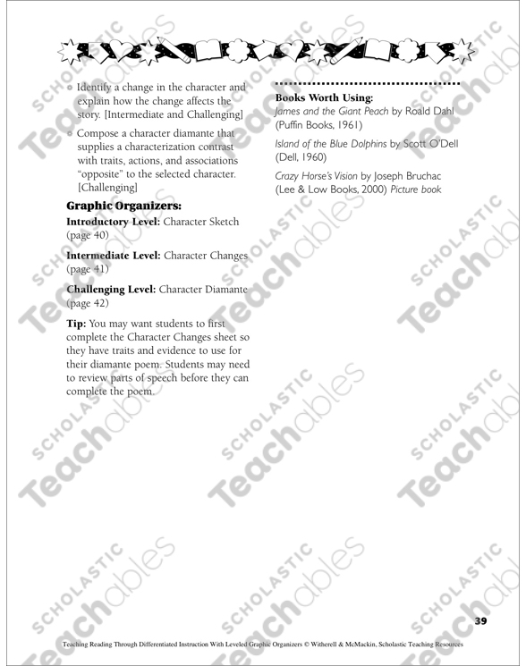 Character Analysis: Leveled Graphic Organizers for Differentiated ...