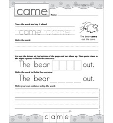 Interactive Practice Page (Sight Word: Came): Write-and-Learn Practice