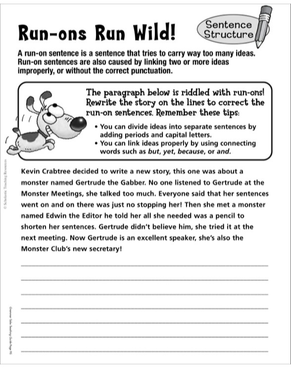 The No-Good, Rotten, Run-on Sentence (Sentence Structure): Grammar ...