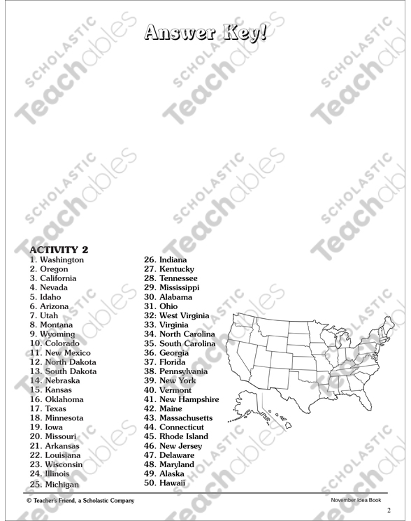 Numbered United States Map