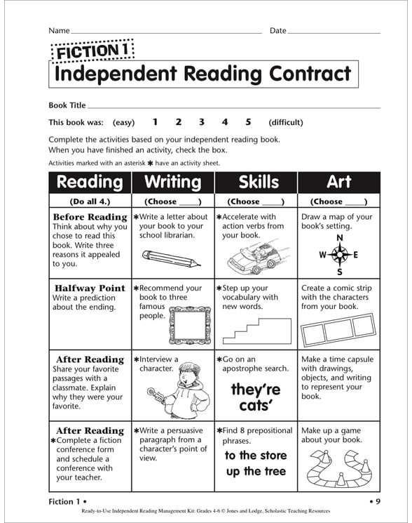 independent reading book assignments