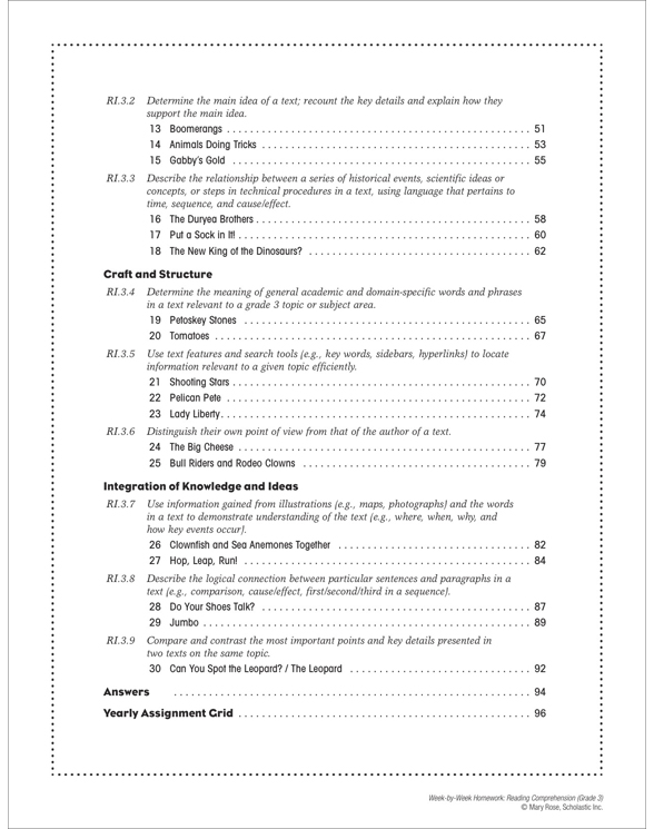 Week By Week Homework Reading Prehension Grade 3 By