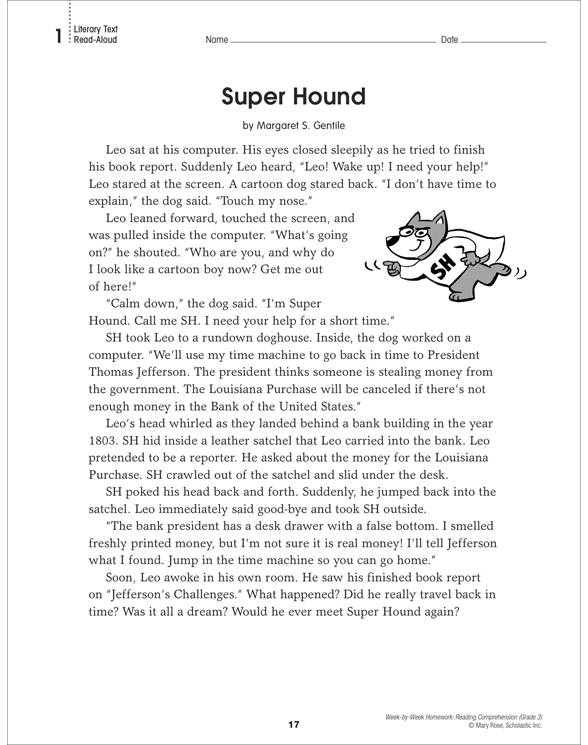 Week by week homework reading comprehension grade 3 pdf 02 image