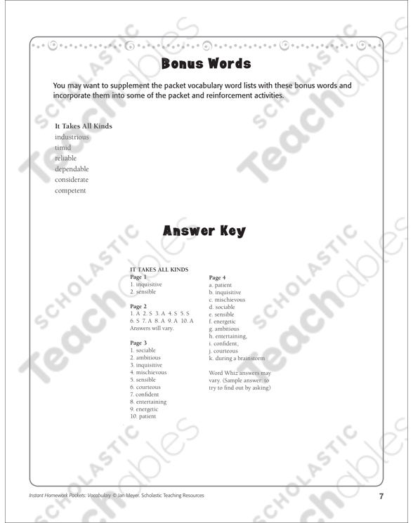 Instant homework packets vocabulary answers 06 picture