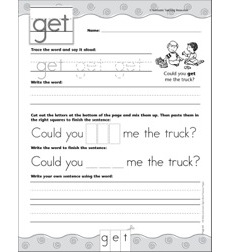 Interactive Practice Page (Sight Word: Get): Write-and-Learn Practice