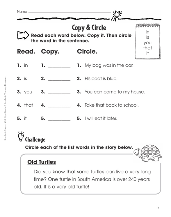 Scholastic Success With Sight Words Workbook by Karen Baicker