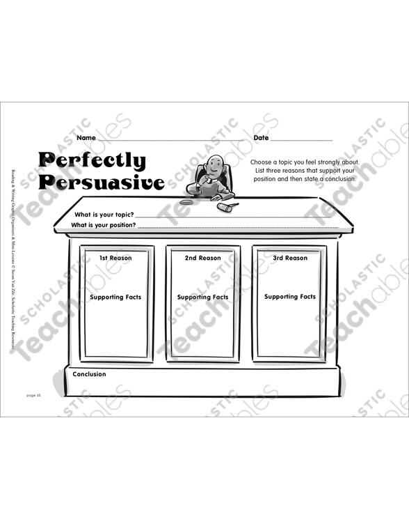 Writing Graphic Organizer: Perfectly Persuasive by