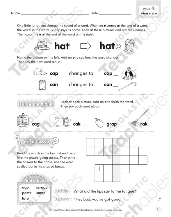 Long Vowel Digraph oa & Silent e (CVCe) (One-Week Lesson): RTI - Easy ...