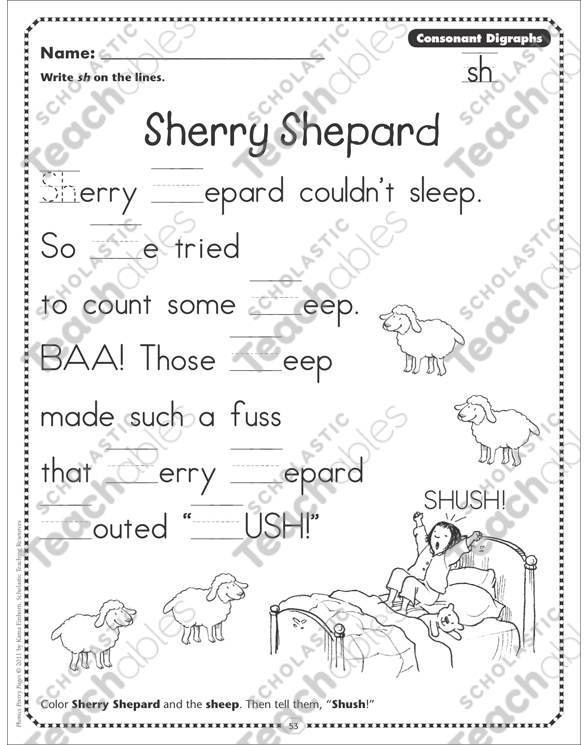 Sherry Shepard (Consonant Digraphs - sh): Phonics Poetry Page by