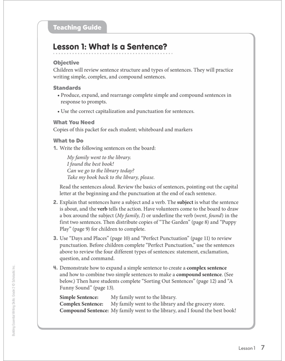 Building Essential Writing Skills: Grade 2 by