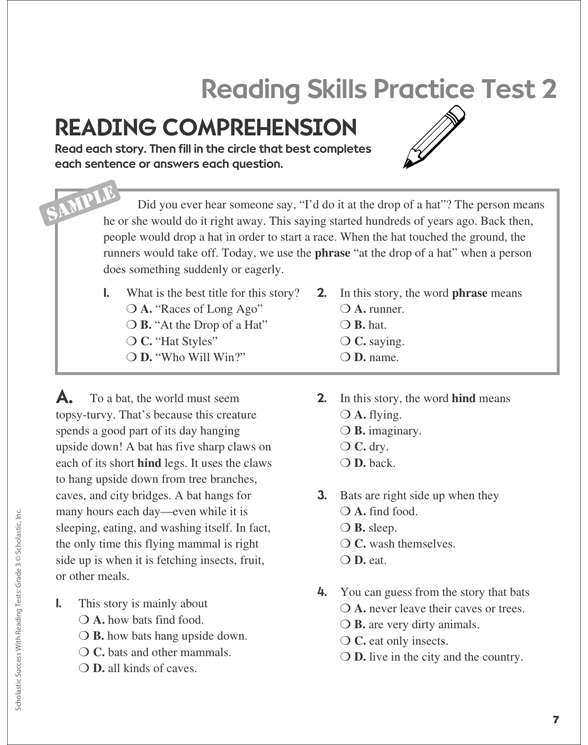 Scholastic Success With Reading Tests: Grade 3 Workbook by