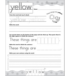 Interactive Practice Page (Sight Word: Yellow): Write-and-Learn