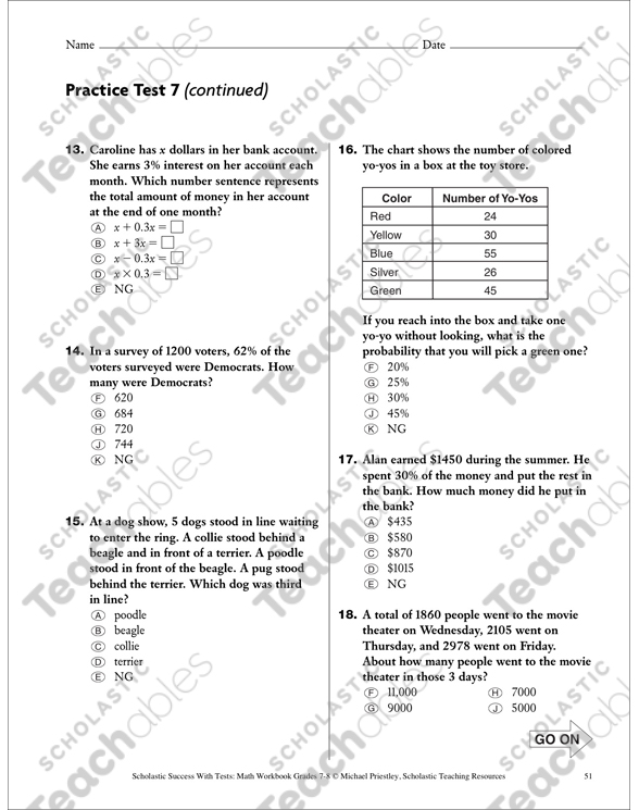 math problem solving questions with answers for grade 7