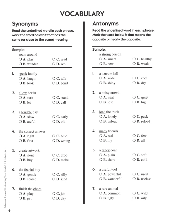 Scholastic Success With Reading Tests: Grade 3 Workbook By