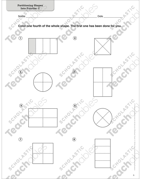 Partitioning Shapes Into Fourths Math Lesson by
