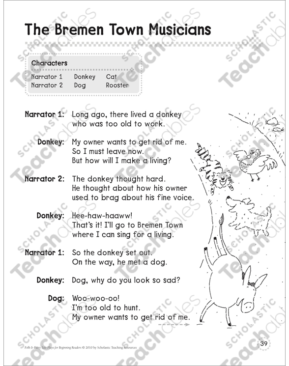 The Bremen Town Musicians: A Beginning Reader Play by