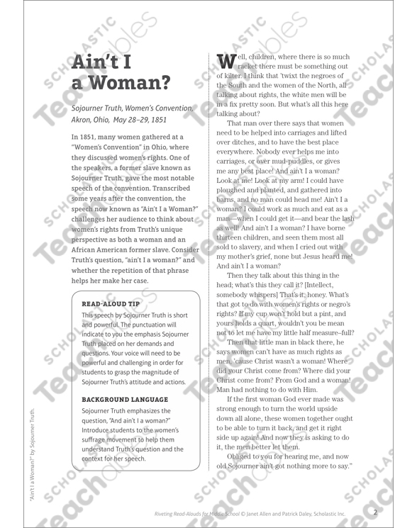 Ain T I A Woman Read Aloud By