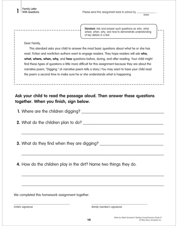 Week By Week Homework Reading Prehension Grade 2 By