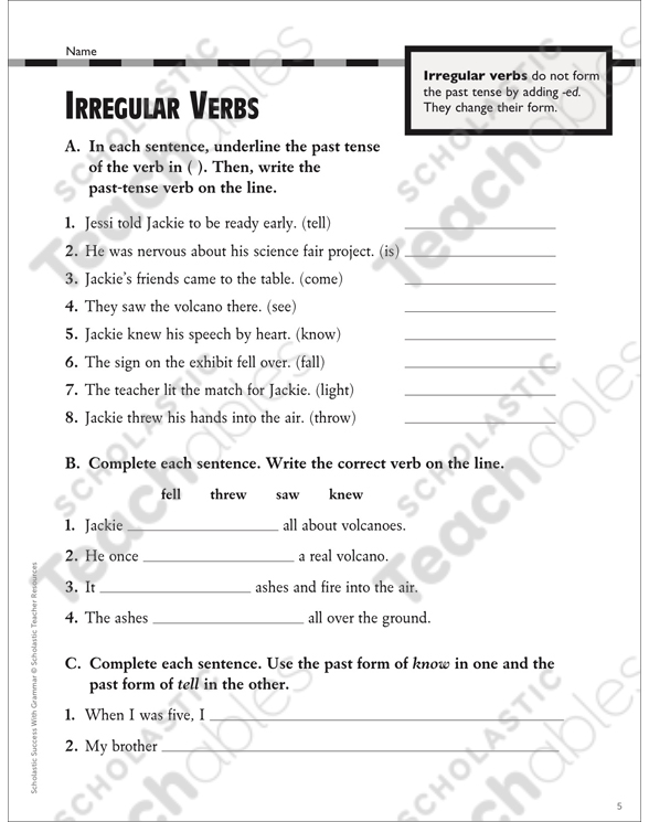 Irregular Verbs Grade 4 Differentiation Pack by