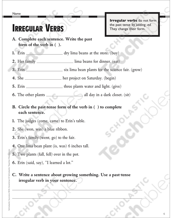 Irregular Verbs Grade 4 Differentiation Pack by