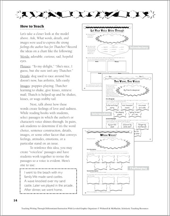 Example of differentiation in writing picture