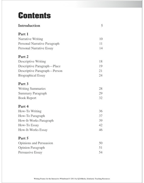 Writing Frames for the Interactive Whiteboard by