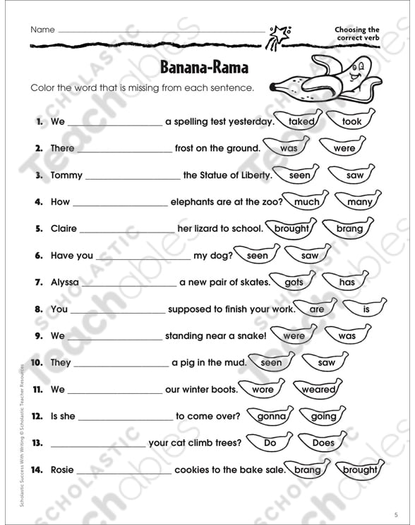 Subject/Verb Agreement Grade 3 Differentiation Pack by