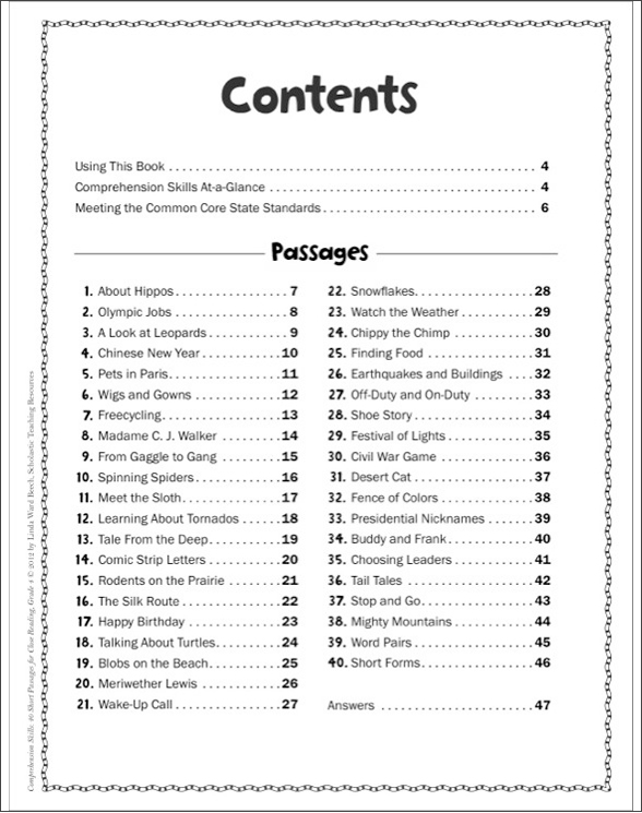 Comprehension Skills 40 Short Passages For Close Reading