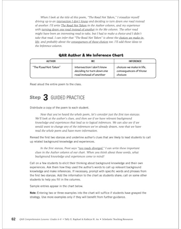 Drawing Inferences With Narrative Text QAR Comprehension Lessons