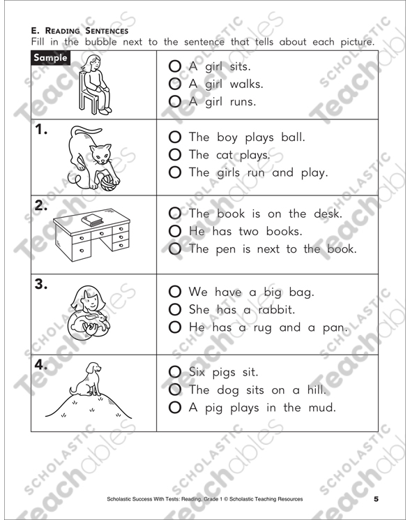 practice test 1 reading skills grade 1 by