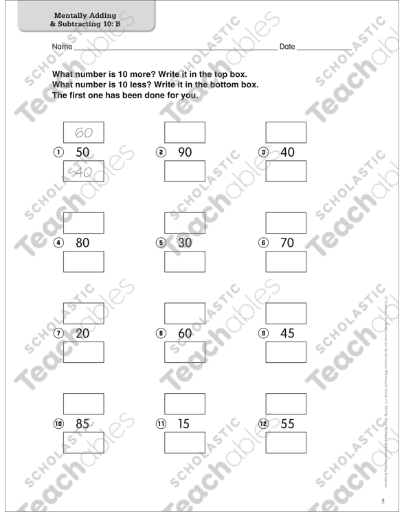 Mentally Adding & Subtracting 10: Math Lesson by