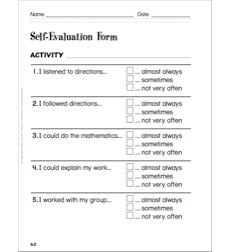 Self-Evaluation Form (Grade 1): Assessing Student Math 