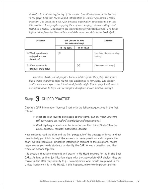 QAR Comprehension Lessons: Grades 2-3 by Kathryn H. Au;Taffy E. Raphael