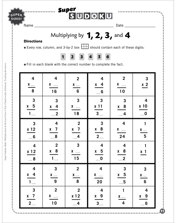 Super Sudoku Math Multiplication Division Facts By Eric Charlesworth